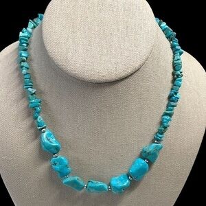 GENUINE TURQUOISE AND SILVER NECKLACE